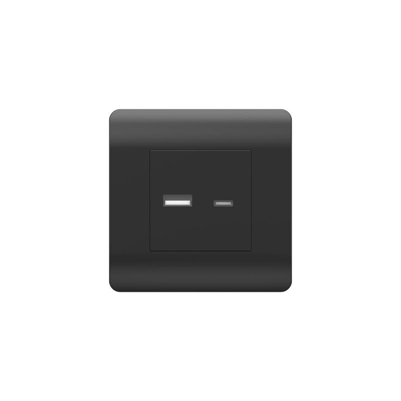 Розетка USB A+С, 5В/2,1А, черный(NEW3-E)