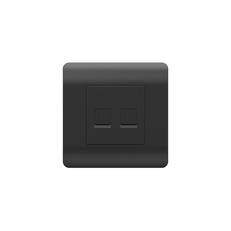 Розетка компьютерная 2хRJ45, черный(NEW3-E)