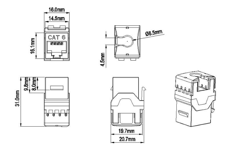 KJ9-8P8C-C6-90-WH Вставка Keystone Jack RJ-45(8P8C), категория 6, белая