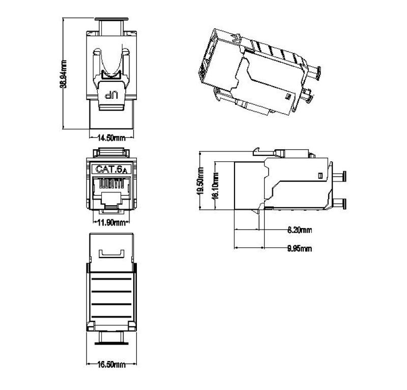 KJ9-8P8C-C6A-90-SH-F Вставка Keystone Jack RJ-45(8P8C), категория 6a (10G), экранированная