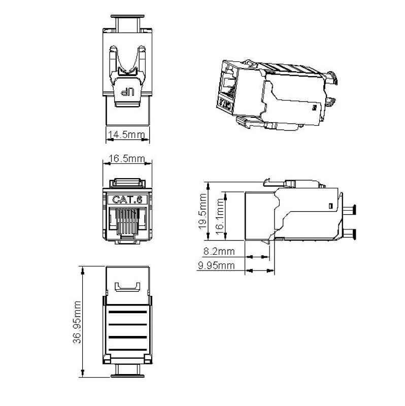 KJ9-8P8C-C6-90-SH-F Вставка Keystone Jack RJ-45(8P8C), категория 6, экранированная