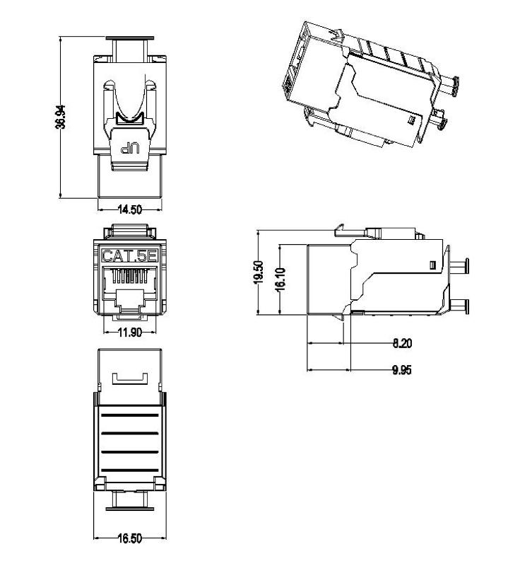 KJ9-8P8C-C5e-90-SH-F-WH Вставка Keystone Jack RJ-45(8P8C), категория 5e, экранированная