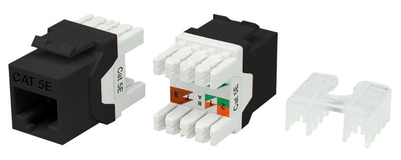 KJ8-8P8C-C5e-180-BK Вставка Keystone Jack RJ-45(8P8C), категория 5e, тип 180 градусов, черная