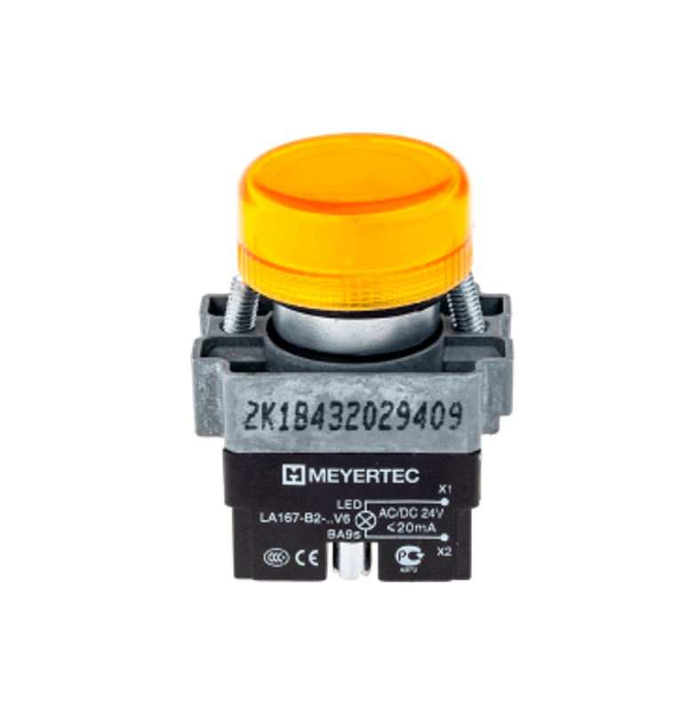 Сигнальная лампа в сборе, желтый, 24V AC/DC, мет. MTB2-BV615
