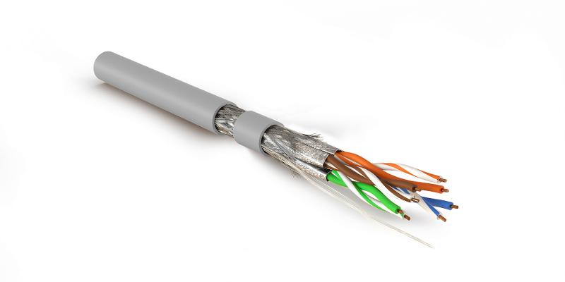 SFTP4-C7-S23-IN-LSZH-GY-500 (500 м) Кабель витая пара, экранир. S/FTP, категория 7(600MHz), 4 пары(23 AWG),одножил. (solid)
