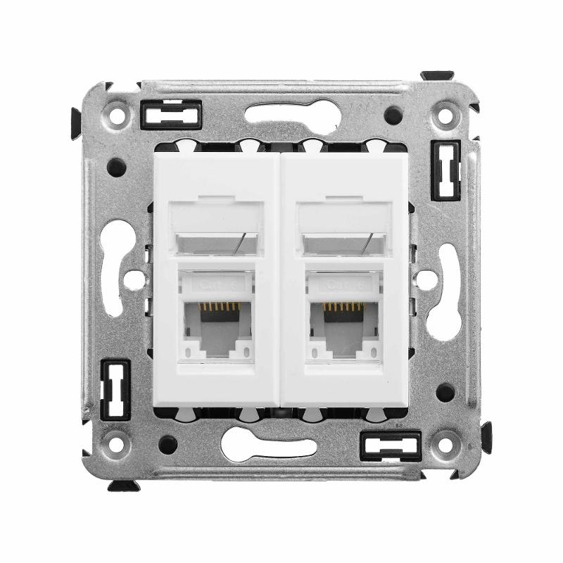 Розетка RJ-45 в стену, кат.6 двойная, Avanti, "Белое облако"