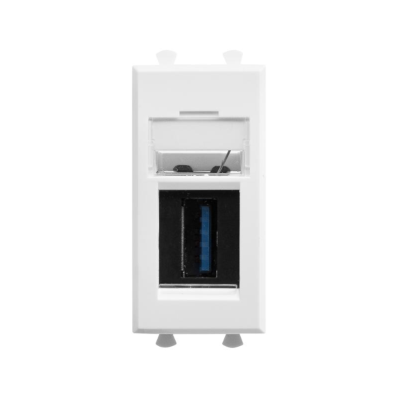 USB 3.0  розетка "Белое облако" Avanti модульная, тип А-А, 1 мод
