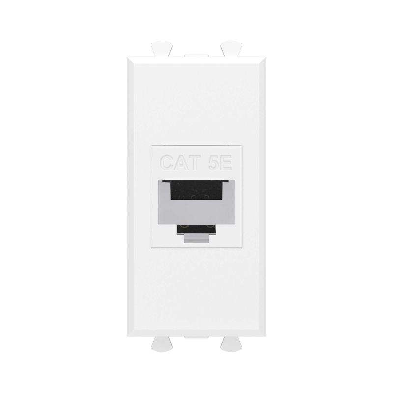 Компьютерная розетка RJ-45 без шторки модульная, кат.5е, "Avanti", "Белое облако", 1 модуль