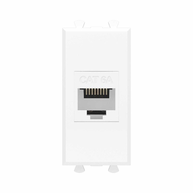 Компьютерная розетка RJ-45 без шторки модульная , кат.6А, "Avanti", "Белое облако", 1 модуль