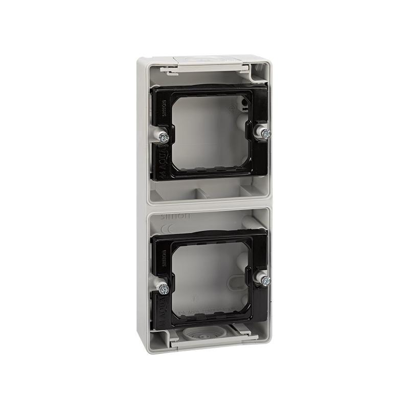 Simon 44 Aqua Основание под 2-местную рамку, IP55, открытый вертикальный монтаж, 170*75*33мм, S44 Aqua, серый