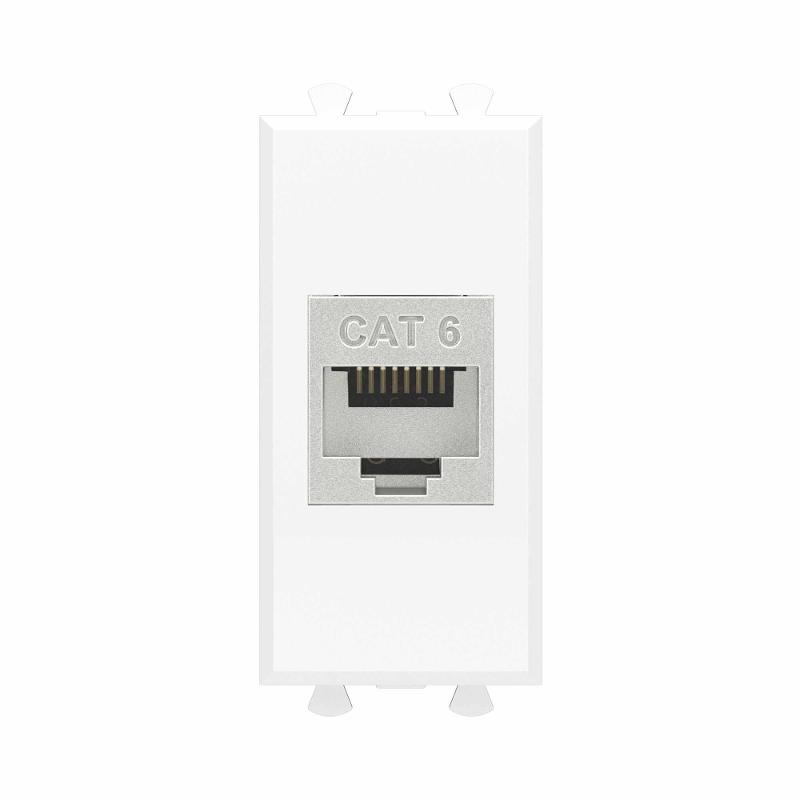 Компьютерная розетка RJ-45 без шторки модульная, кат.6 экранированная, "Avanti", "Белое облако", 1 модуль