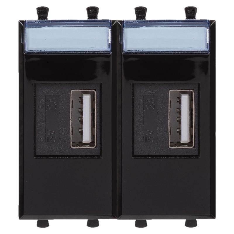USB зарядное устройство "Черный квадрат", "Avanti", 2.1А, 2 мод.