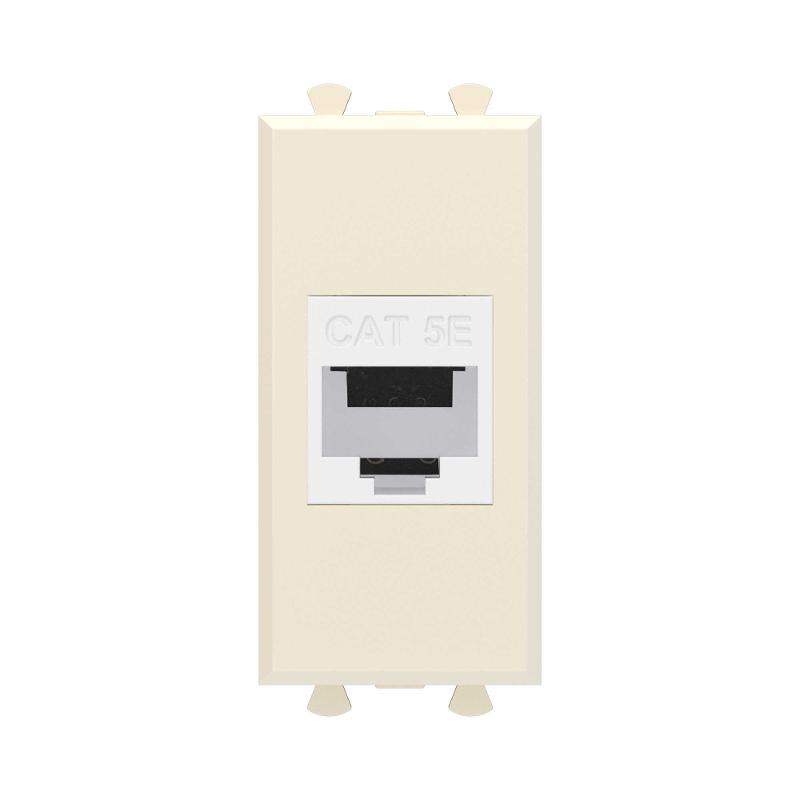 Компьютерная розетка RJ-45 без шторки модульная, кат.5е, "Avanti", "Ванильная дымка", 1 модуль