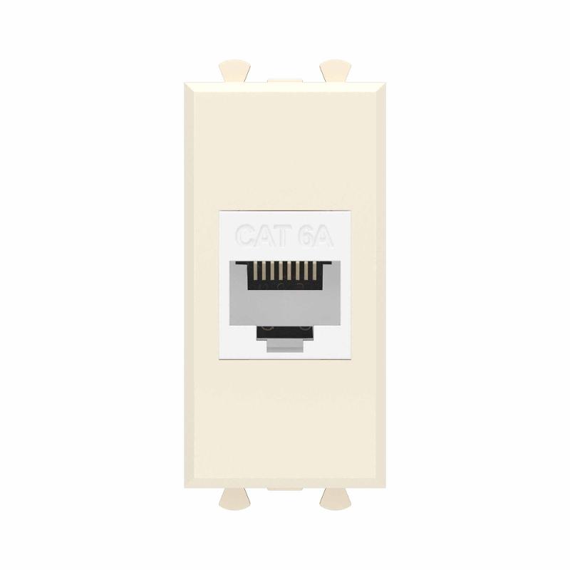 Компьютерная розетка RJ-45 без шторки модульная, кат.6А, Avanti, ванильная дымка, 1 модуль