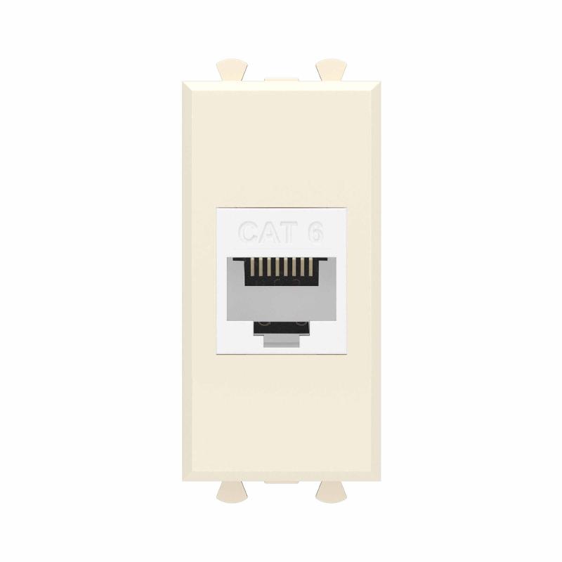 Компьютерная розетка RJ-45 без шторки модульная, кат.6, "Avanti", "Ванильная дымка", 1 модуль