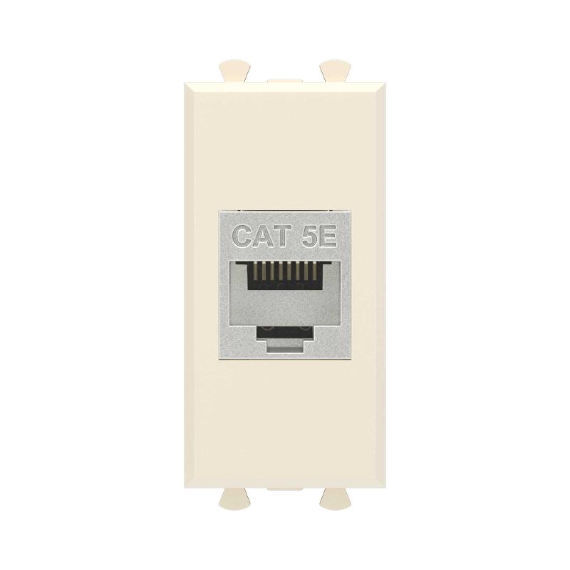 Компьютерная розетка RJ-45 без шторки модульная, кат.5е экранированная, "Avanti", "Ванильная дымка", 1 модуль