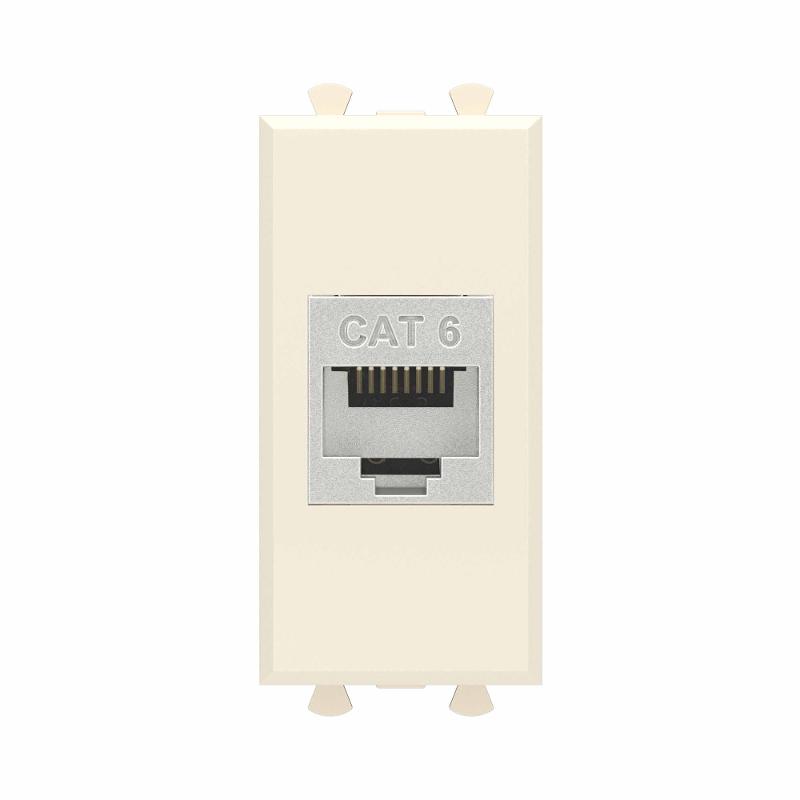 Компьютерная розетка RJ-45 без шторки модульная, кат.6 экранированная, "Avanti", "Ванильная дымка", 1 модуль