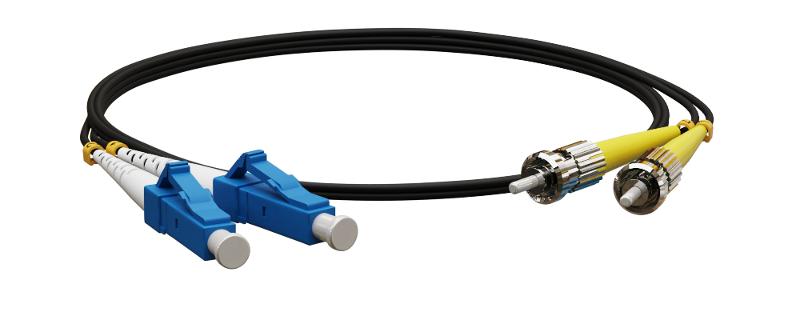 FC-D2-9-LC/UR-ST/UR-H-3M-LSZH-BK Патч-корд волоконно-оптический (шнур) SM 9/125 (OS2), LC/UPC-ST/UPC, 2.0 мм, duplex, LSZH, 3 м
