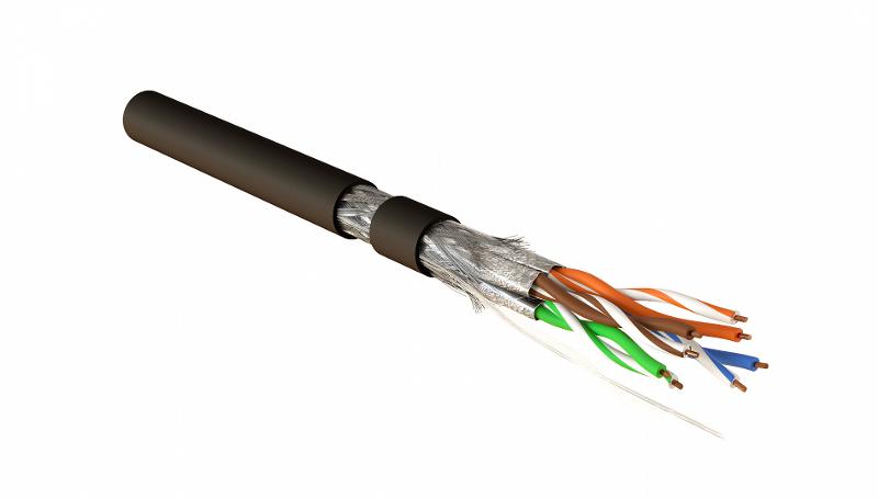SFTP4-C7A-S23-OUT-PE-BK-500 (500 м) Кабель витая пара, экранир. (S/FTP), категория 7A, 4 пары(23AWG),одножил. (solid)