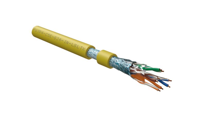 FUTP4-C5E-S24-IN-LSLTX-YL-305 (305 м) Кабель витая пара F/UTP, категория 5e, 4 пары(24 AWG),одножил. (solid)