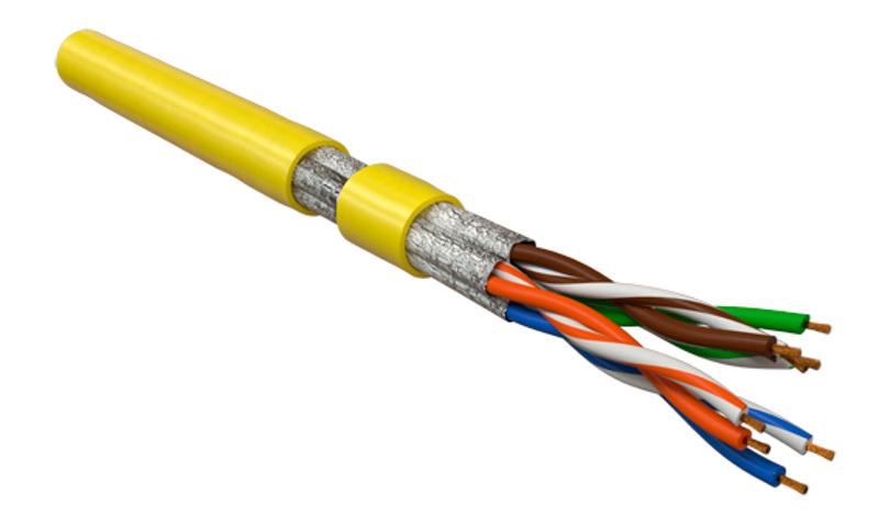 UFTP4-C6-P26-IN-LSZH-YL-500 (500 м) Кабель витая пара, экранир. U/FTP, категория 6, 4 пары(26 AWG), многожил. (patch) LSZH