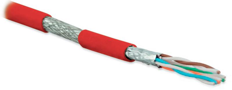 SFTP4-C6A-S23-IN-LSZH-RD-500 (500 м) Кабель витая пара, экранированная (S/FTP), категория 6a, 4 пары (23 AWG), красный