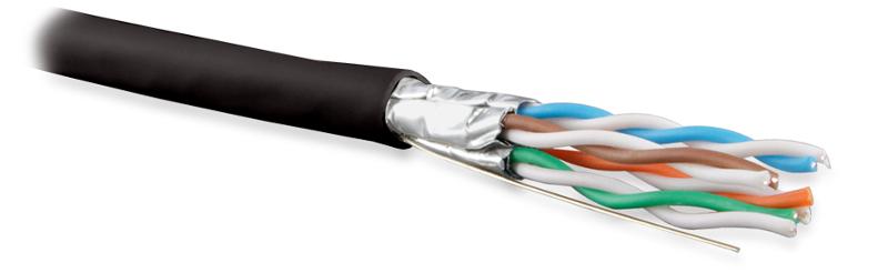 UFTP4-C6A-S23-IN-PVC-BK-500 (500 м) Кабель витая пара U/FTP, категория 6a (10GBE), 4 пары(23AWG),одножил. (solid), PVC, черный