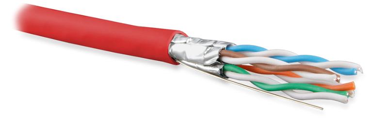 UFTP4-C6A-S23-IN-PVC-RD-500 (500 м) Кабель витая пара U/FTP, категория 6a (10GBE), 4 пары(23AWG),одножил. (solid), PVC, красный