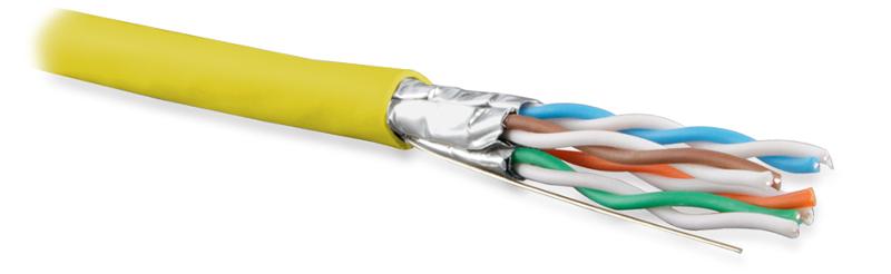 UFTP4-C6A-S23-IN-PVC-YL-500 (500 м) Кабель витая пара U/FTP, категория 6a (10GBE), 4 пары(23AWG),одножил. (solid), PVC, желтый