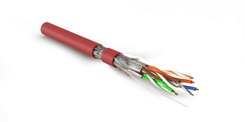 SFTP4-C7A-S23-IN-LSZH-RD-500 (500 м) Кабель витая пара, экранир. S/FTP, категория 7A (1000MHz), 4 пары(23 AWG),одножил. (solid)