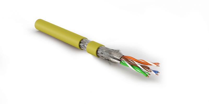 SFTP4-C7-P26-IN-LSZH-YL-500 (500 м) Кабель витая пара, экранир. S/FTP, категория 7 (600 MHz), 4 пары(26 AWG), многожил. (patch)