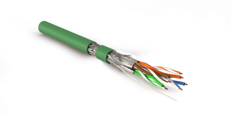 SFTP4-C7-S23-IN-LSZH-GN-500 (500 м) Кабель витая пара, экранир. S/FTP, категория 7(600MHz), 4 пары(23 AWG),одножил. (solid)