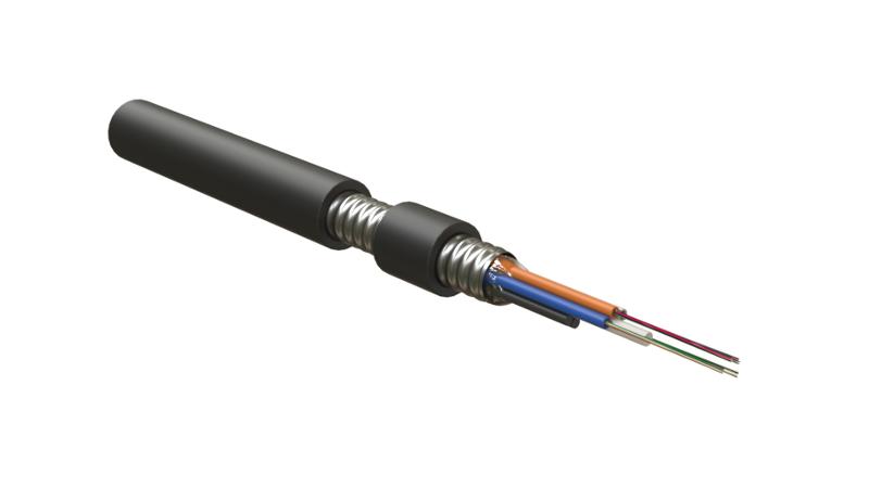FO-AMTC-OUT-62-24-PE Кабель волоконно-оптич. 62.5/125 (OM1) многомодовый, 24 волокна, multi loose tube, бронир. стальной лентой