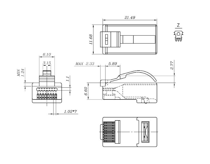 PLEZ-8P8C-UA-C6-100 Разъем легкой оконцовки RJ-45 (8P8C) по…