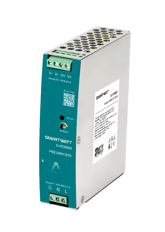 Блок питания импульсный SMARTWATT PSE DRN 1275 S-POWER, 12 В, 75 Вт, 6,3 А