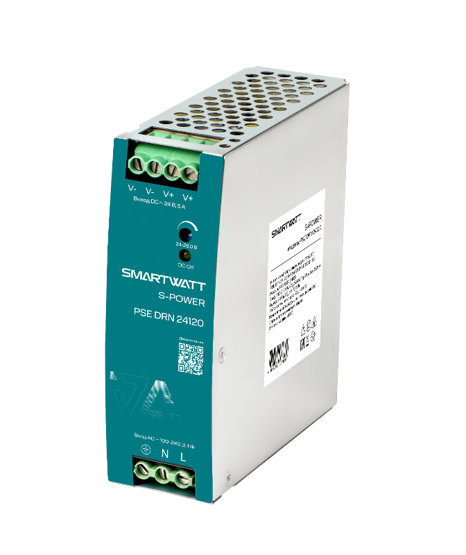Блок питания импульсный SMARTWATT PSE DRN 24120 S-POWER, 24 В, 120 Вт, 5 А