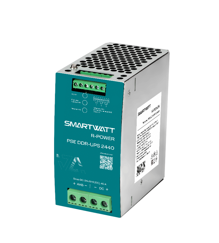 Блок питания с функцией ИБП SMARTWATT PSE DDR-UPS 2440 R-POWER, Uвход. 24-29 В (DC), Uвых. 24 В (DC), 40 А