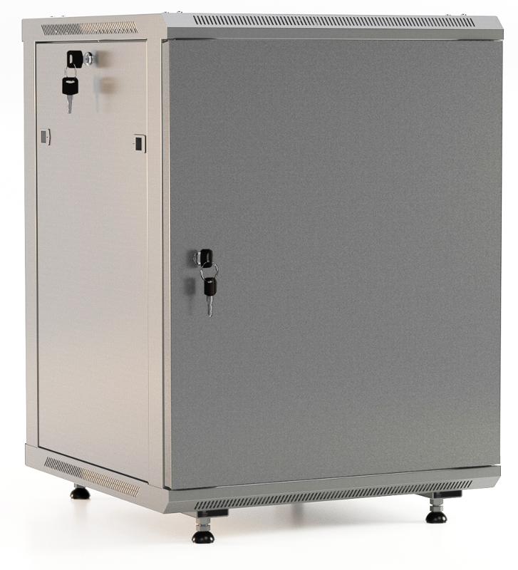 TWB-FC-1245-SR-RAL7035 Шкаф настенный 19-дюймовый (19"), 12U, 662x600х450мм, металлич. дверь с замком, две боковые панели.