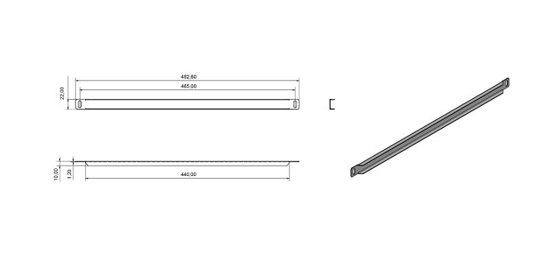 BPV-0.5-RAL7035 Фальш-панель на 0.5U, цвет серый (RAL 7035)