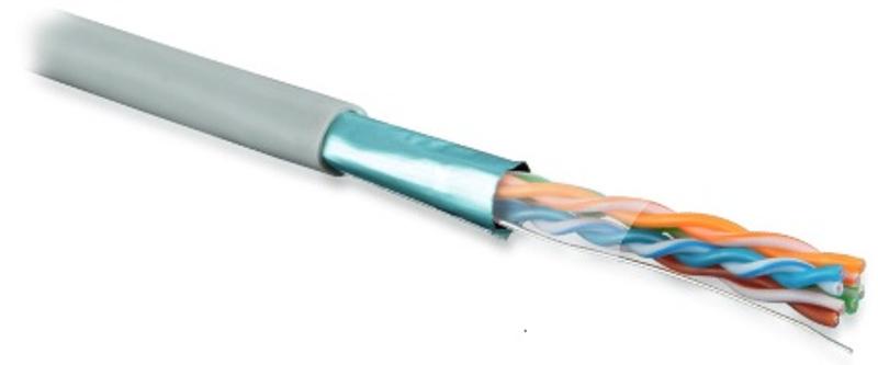 Кабель витая пара FUTP4-C5E-S24-IN-LSZH-GY-305 (305м) F/UTP,кат.5e,4п.(24AWG),одн.(solid),экр.-ф.,LSZH,нг(A)-HF,–20°C–+75°C,сер.