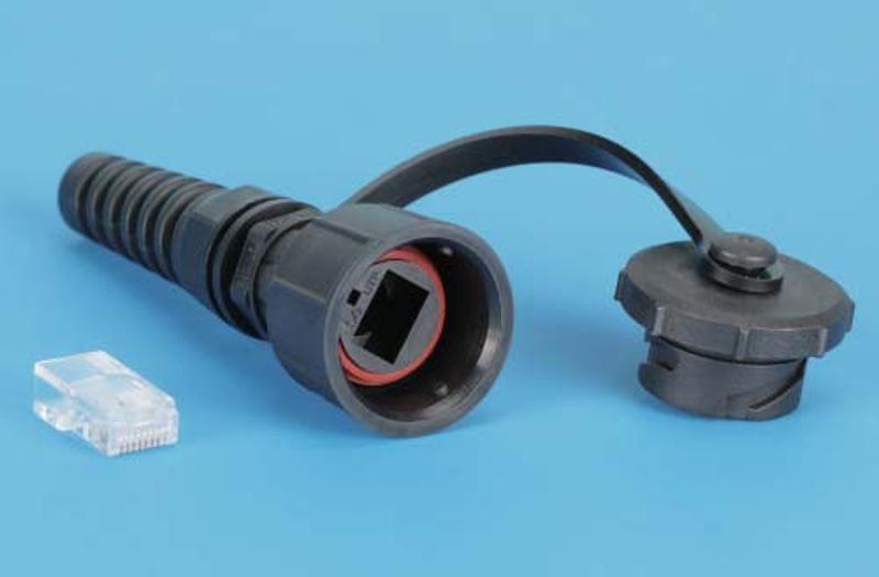 PLUG-IE-8P8C-P-C5 Промышленный разъем RJ-45 (8P8C) под витую пару, IP67, категория 5e, с защитной крышкой