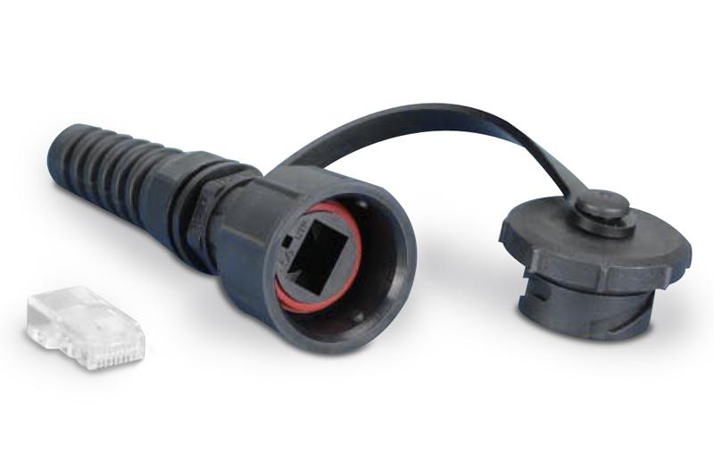 Разъем PLUG-IE-8P8C-PV-C6 Промышленный RJ-45 (8P8C) под витую пару, IP67, категория 6, с защитной крышкой