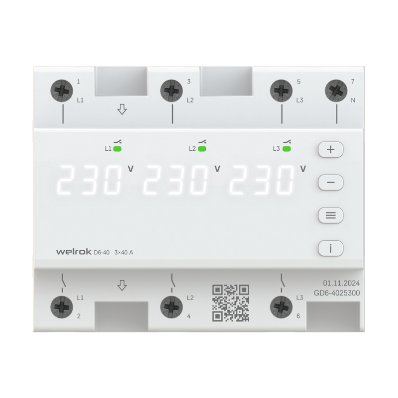 Реле контроля напряжения D6-40 3ф 40А