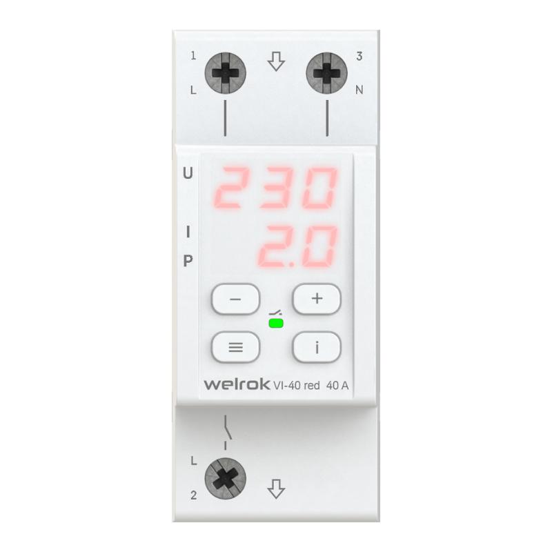 Реле контроля напряжения и тока VI-40 red 1ф 40А