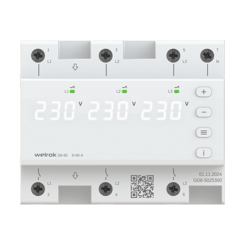 Реле контроля напряжения D6-50  3ф 50А