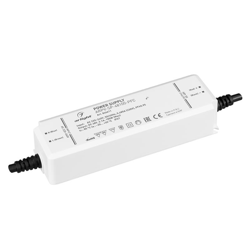 Блок питания ARPV-SP-48100-PFC (48V, 2.1A, 100W) (ARL, IP67 Пластик, 5 лет)