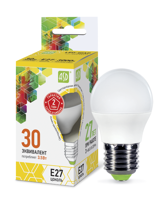 Лампа светодиодная LED-ШАР-standard 3.5Вт 230В Е27 3000К 320Лм