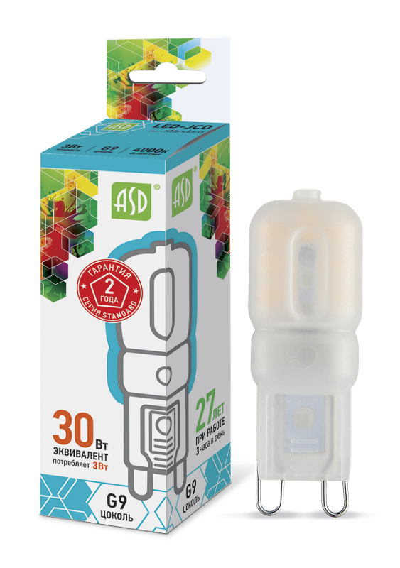 Лампа светодиодная LED-JCD-standard 3Вт 230В G9 4000К 270Лм