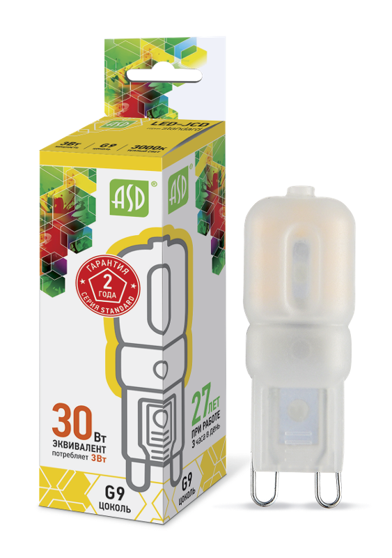 Лампа светодиодная LED-JCD-standard 3Вт 230В G9 3000К 270Лм