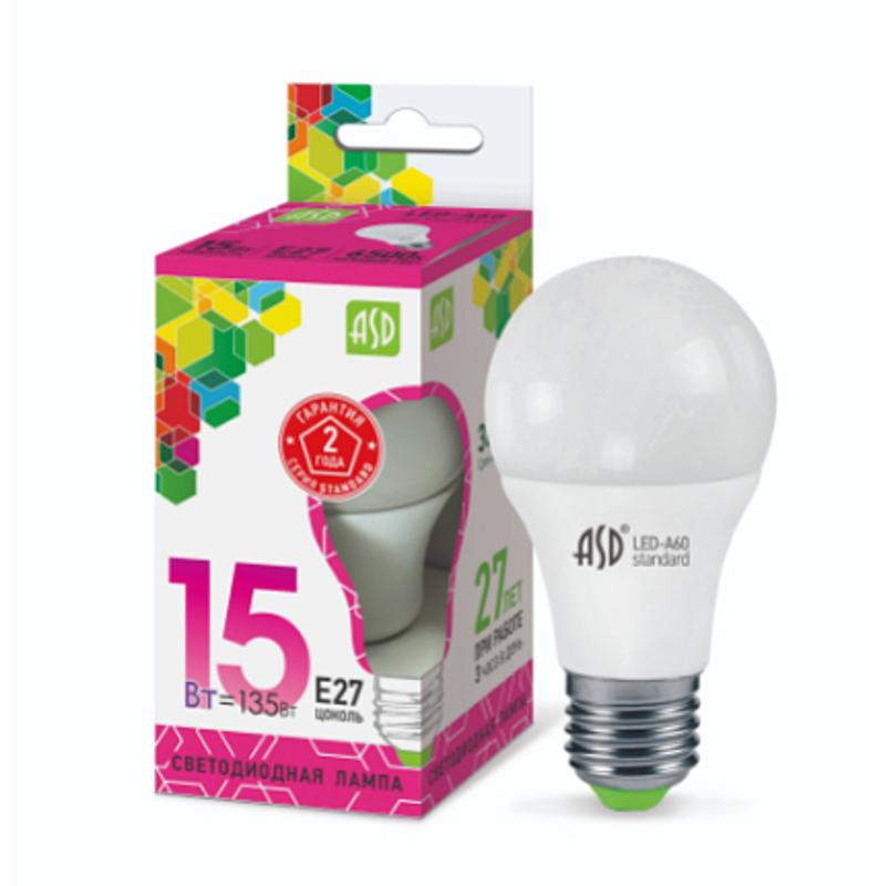 Лампа светодиодная LED-A60-standard 15Вт 230В Е27 6500К 1350Лм